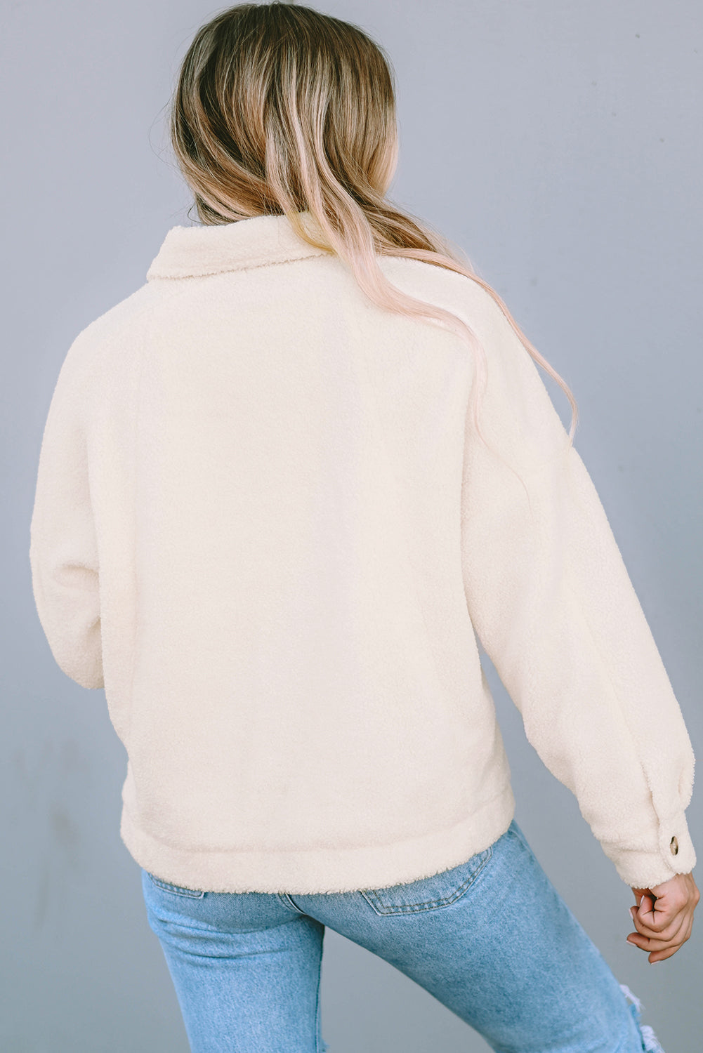 Beige Flap Button Pocket Sherpa Jacket🌹