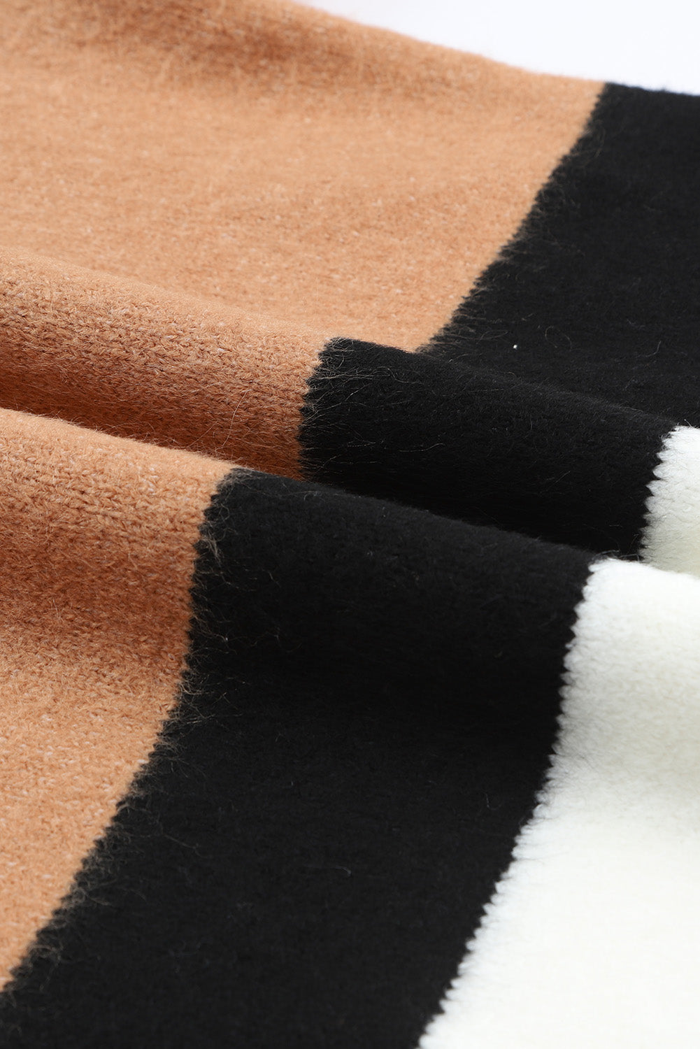 Brown Color Block Striped Ribbed Knit Sweater🌹