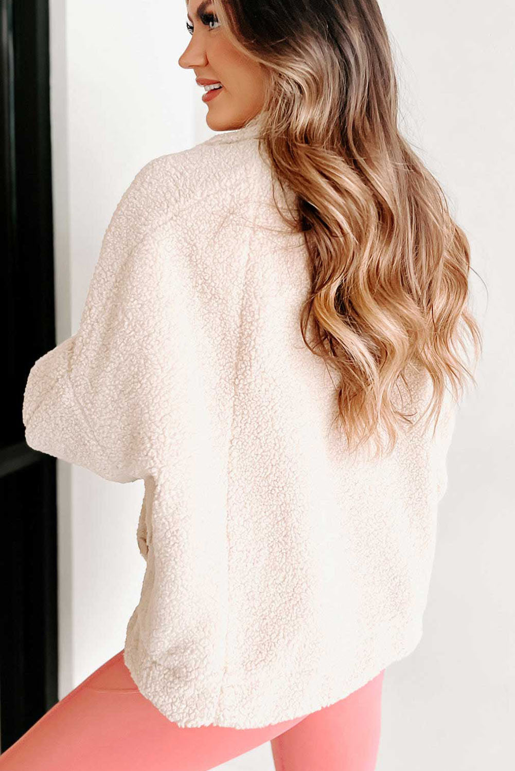 Beige Flap Button Pocket Sherpa Jacket🌹