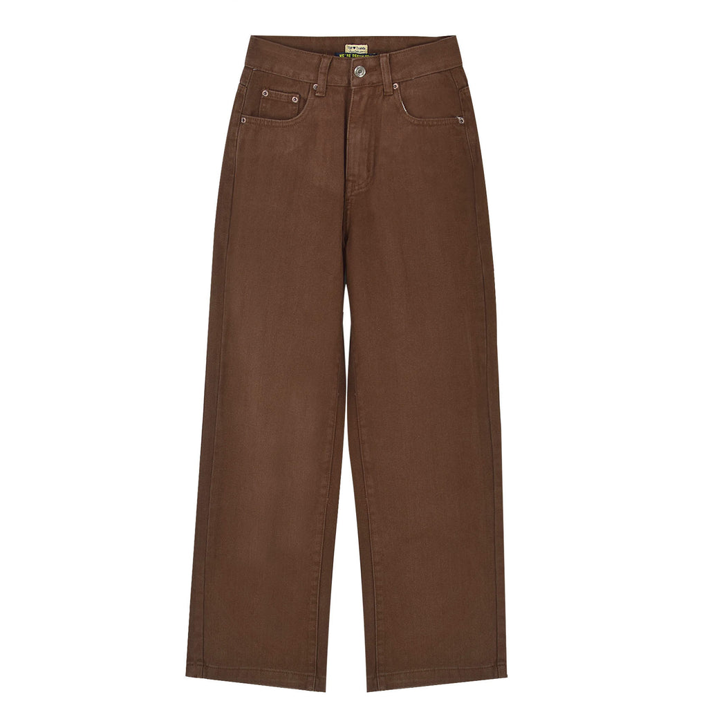 High Waist Straight Loose Brown Denim Trousers Drape Chocolate Street Hot Girl Sneakers🌹