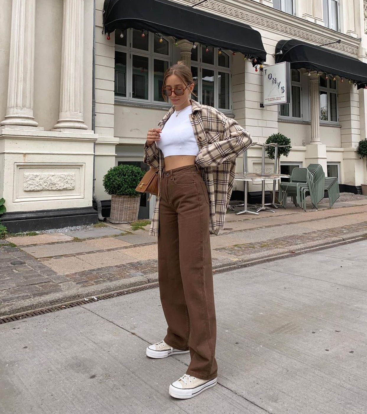 High Waist Straight Loose Brown Denim Trousers Drape Chocolate Street Hot Girl Sneakers🌹