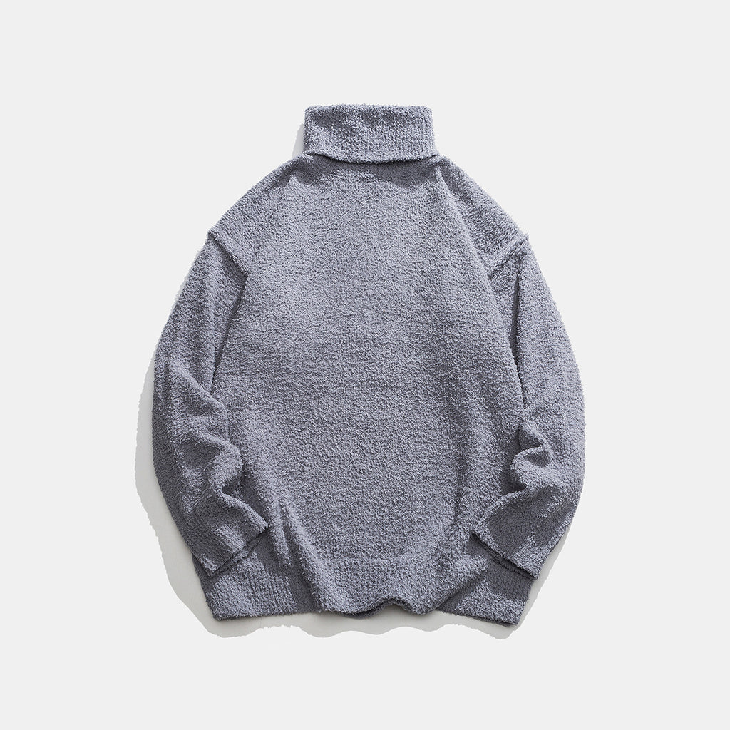 Solid color reversible high neck sweater knitted sweater🌹