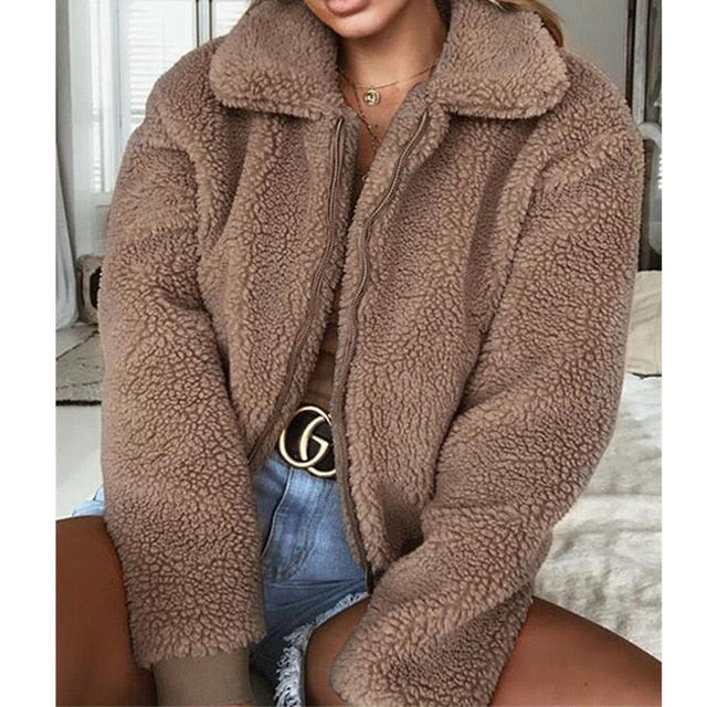 Faux Fur Teddy Coat Fluffy Warm & Stylish Sale: 1+1 FREE!🌹