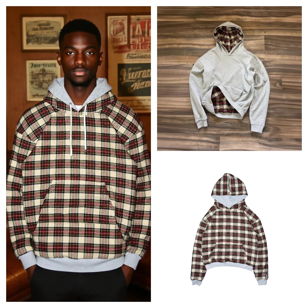 2-in-1 High Street Reversible Plaid Hoodie - EstaLoco #
