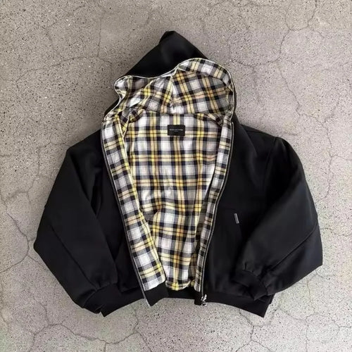 2-in-1 High Street Reversible Plaid Zip Hoodie - EstaLoco #