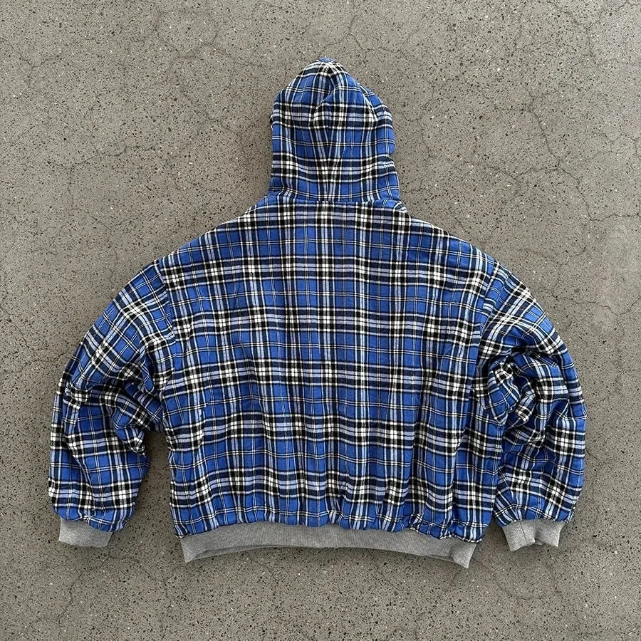 2-in-1 High Street Reversible Plaid Zip Hoodie - EstaLoco #